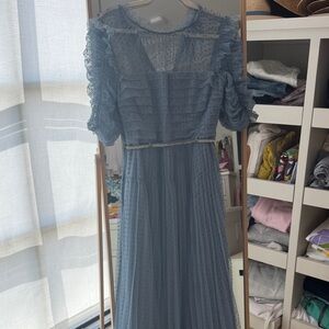 Self-Portrait Blue Long Sleeve Dress